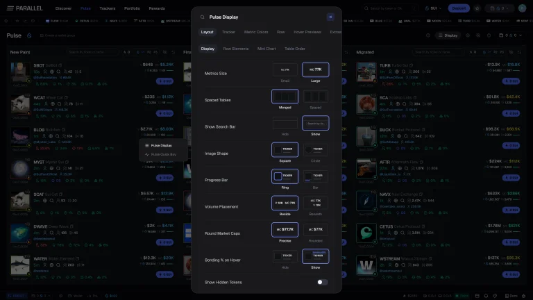 Parallel display settings interface preview