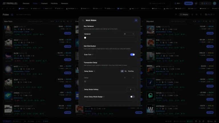 Parallel multi-wallet settings interface preview