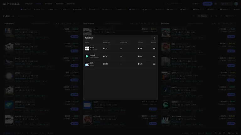 Parallel watchlist interface preview